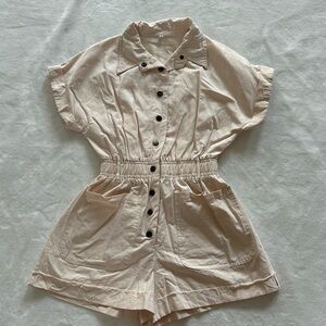 Cream Button-Up Romper